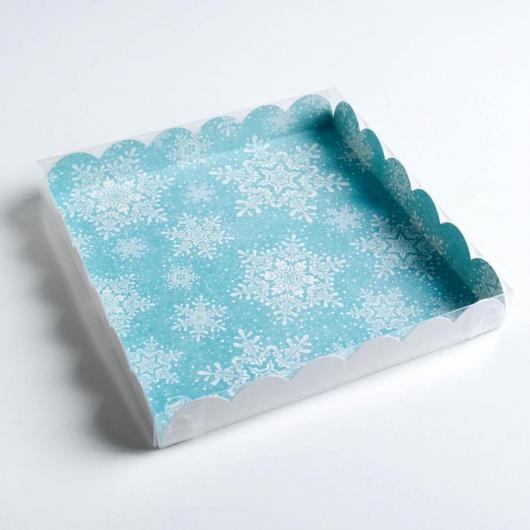 Коробка для кондитерских изделий с PVC крышкой Let it snow, 21 × 21 × 3 см